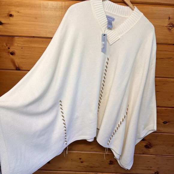 NWT TERRITORIES Womens ISweater Poncho Whipstich Acrylic S/M - Picture 1 of 6